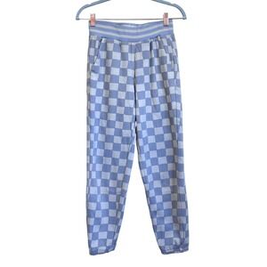 Marine Layer Womens Anytime Checkered Sweatpants Size XS Blue White‎